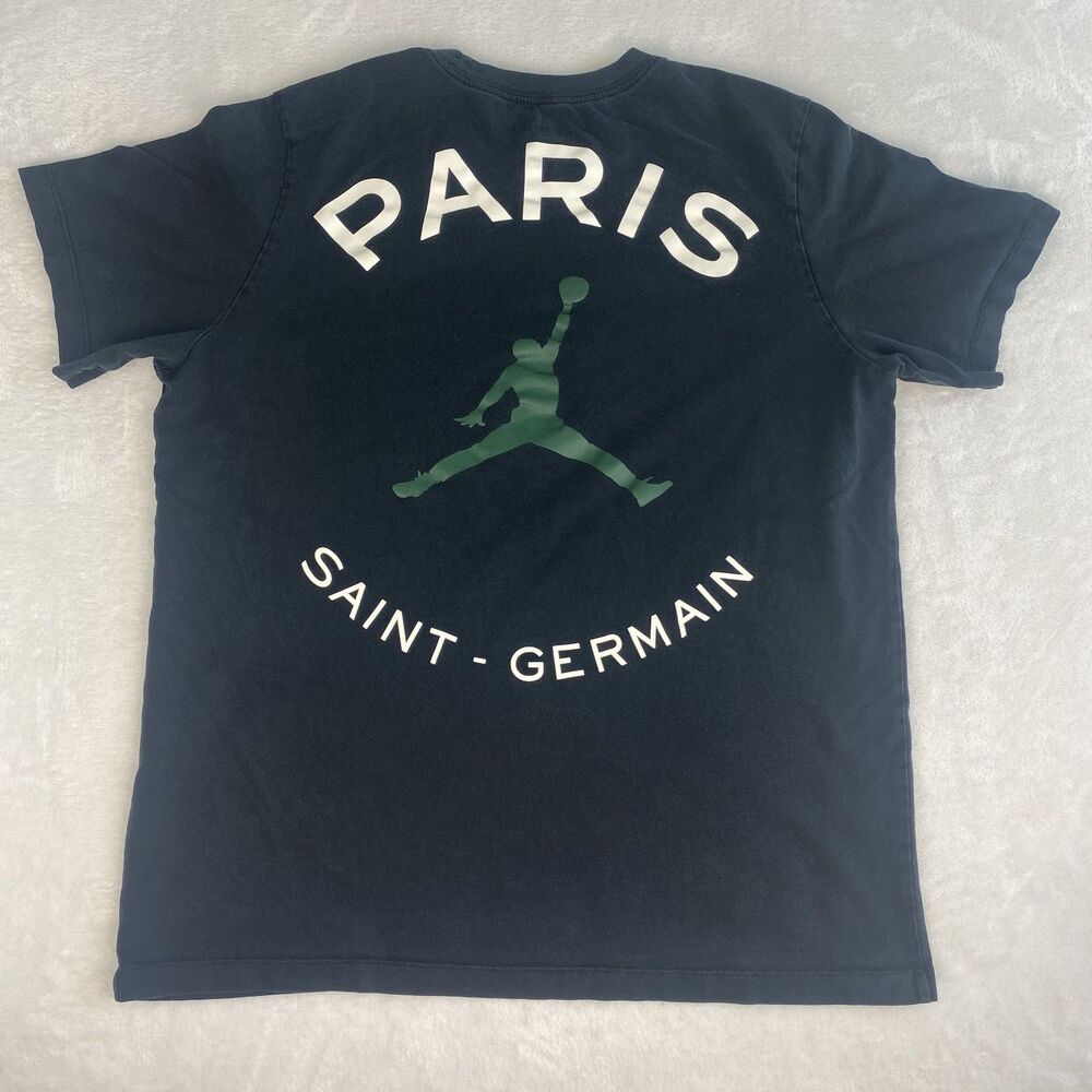 Jordan Paris Saint-Germain Graphic Shirt Mens Medium Black Short Sleeve Casual